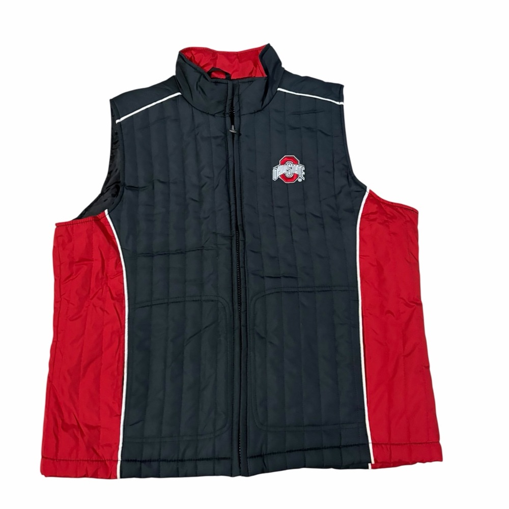 Collegiate Ohio State Buckeyes Quilted Zip Up Vest Mens Large Black Red College
